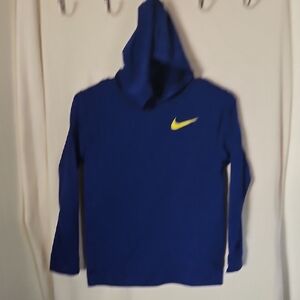 Nike Kids Blue Hoodie with Yellow Logo